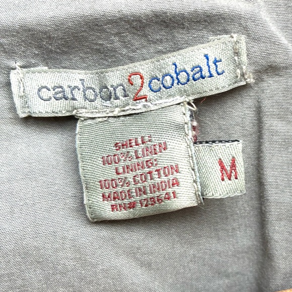 Carbon2Cobalt Army Green Linen Utility Jacket Mens Sz Medium - Picture 3 of 4